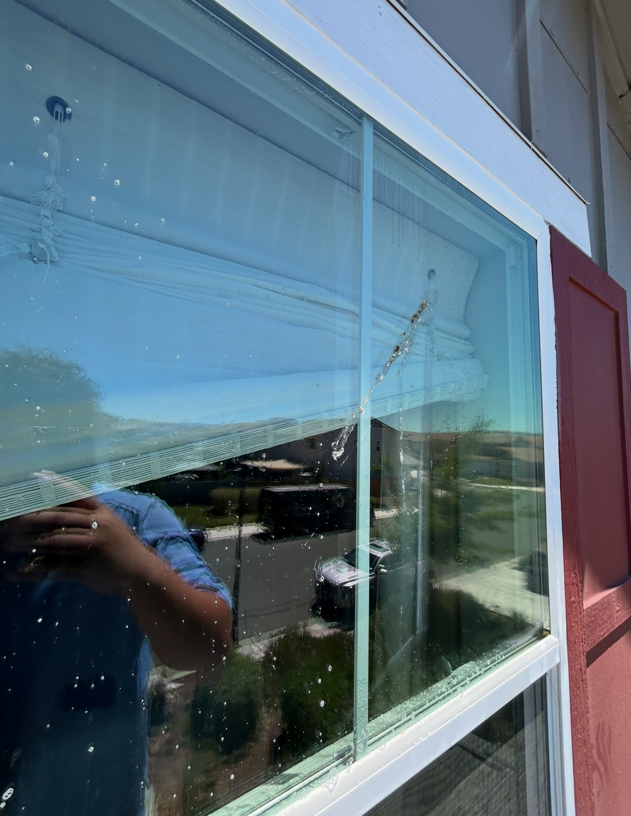 Front window, inside and out before cleaning
